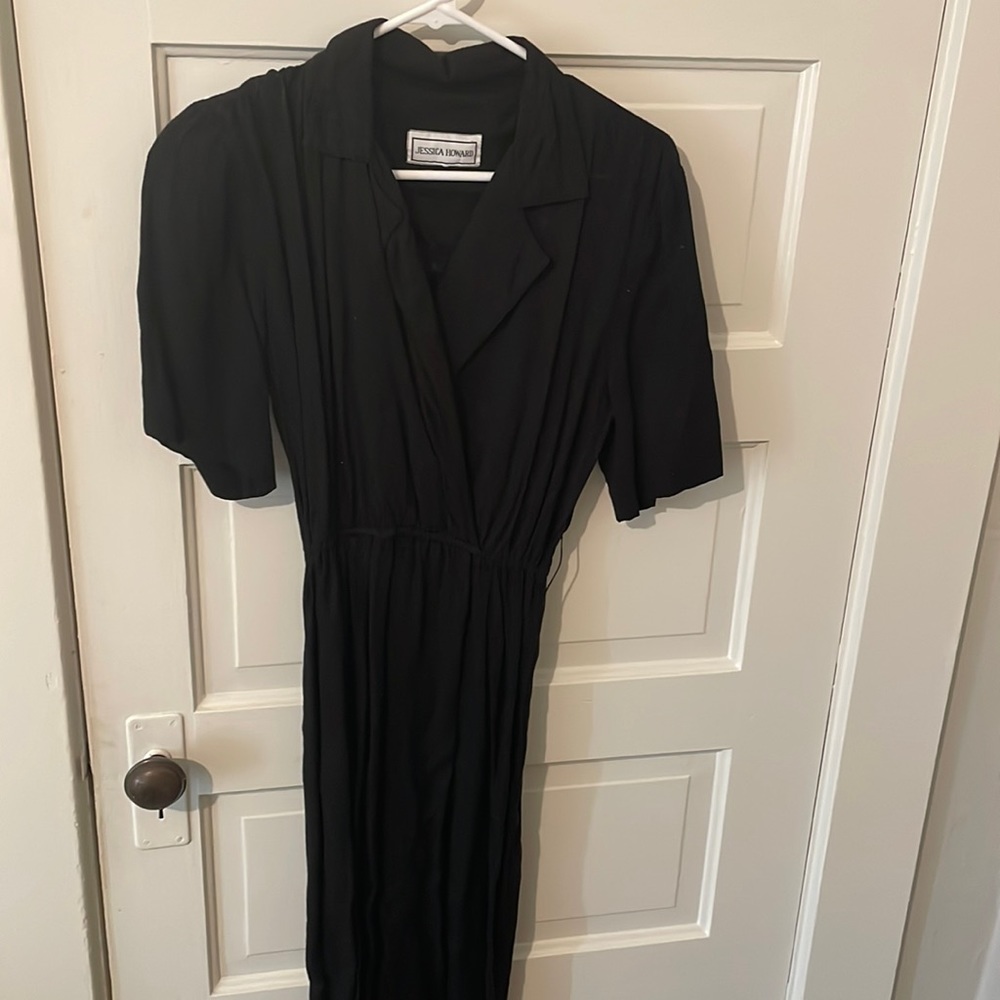 Vintage black shirt dress -flattering and timeless.